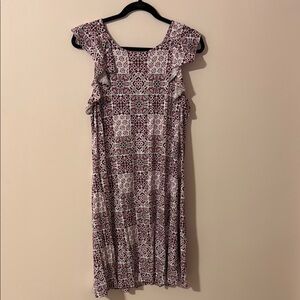 Floral Print Ruffle Sleeve Dress